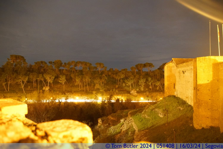 Photo ID: 051408, View from the Mirador Calle del Socorro at night, Segovia, Spain