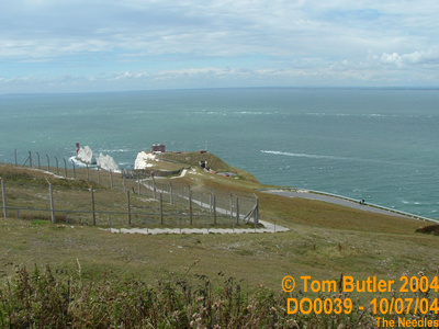 Photo ID: do0039, The Needles and Old Battery seen from the top of the bus, The Needles, Isle of Wight