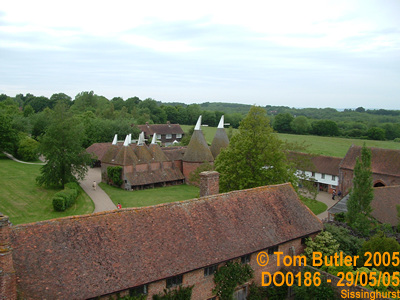 Photo ID: do0186, Oast houses and farm buildings seen from the top of the tower at Sissinghurst, Sissinghurst, Kent