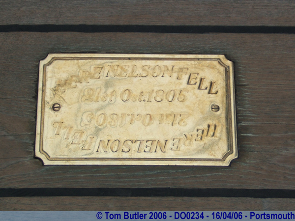 Photo ID: do0234, Here Nelson fell, 21st October 1805, Portsmouth, Hampshire