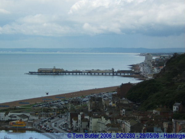 Photo ID: do0280, Hastings pier seen from the top of the East cliff, Hastings, East Sussex