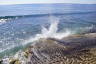 Photo ID: 050907, Waves crashing into the former harbour (201Kb)