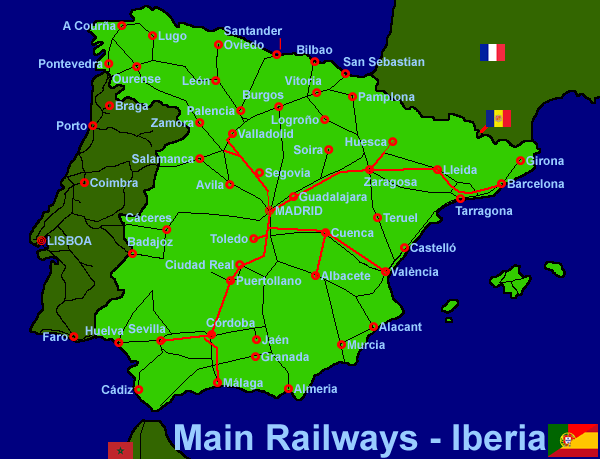 Railway lines in Iberia (30Kb)