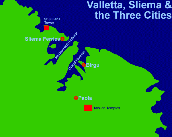 Valletta, Sliema and the Three Cities (12Kb)
