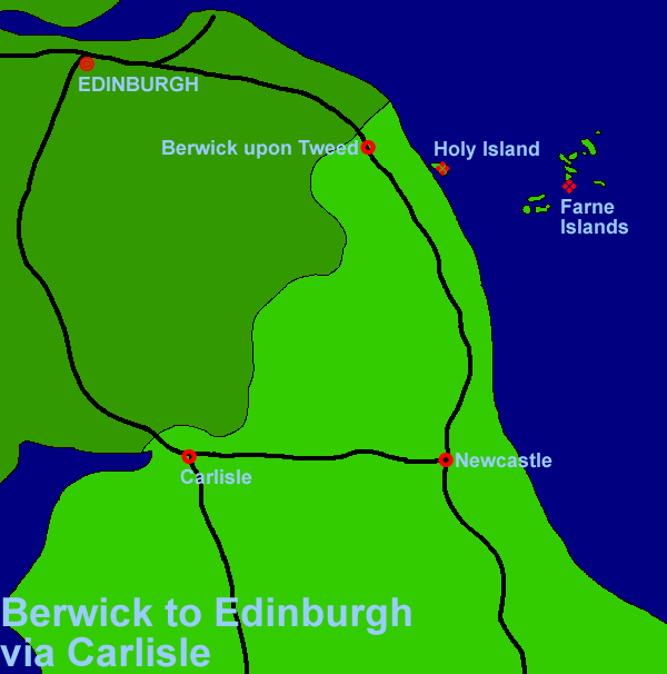 Berwick to Edinburgh via Carlisle (16Kb)