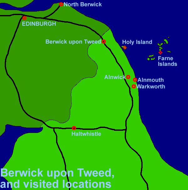 Berwick upon Tweed, and Visited locations (19Kb)