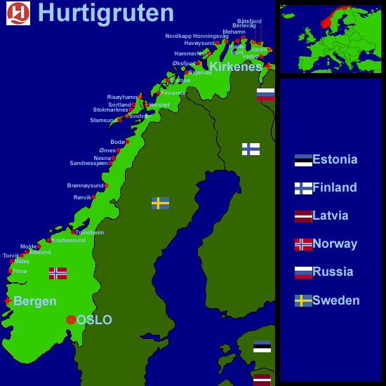 Route of the Hurtigruten (30Kb)