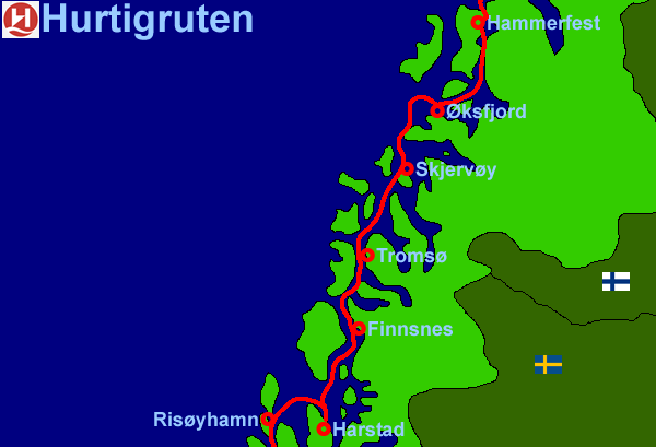 Hurtigruten: Hammerfest to Harstad (15Kb)