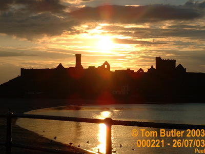 Photo ID: 000221, Sunset over the ruins of Peel castle, Peel, Isle of Man