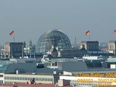 Photo ID: 000303, The dome of the Reichstag from the roof of the French Cathedral, Berlin, Germany