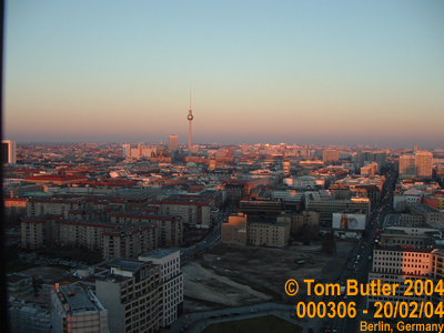 Photo ID: 000306, Sunset over the former East Berlin from the top of the Daimler Crysler building, Berlin, Germany