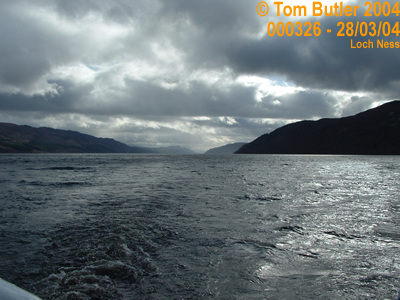 Photo ID: 000326, Looking down Loch Ness from the back of a boat, Loch Ness, Scotland