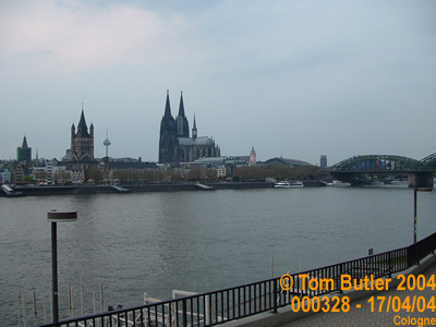Photo ID: 000328, Gro Saint Martins, Cologne Cathedral, the Railway bridge and the Rhine, Cologne, Germany