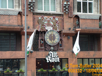 Photo ID: 000332, Clock on a restaurant opposite the Cathedral, Cologne, Germany