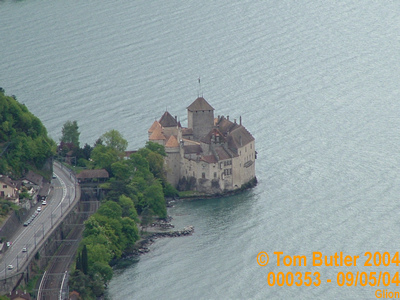 Photo ID: 000353, Chateau Chillon seen from the mountains above Montreux, Glion, Switzerland