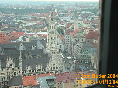 Photo ID: 000478, The Neues Rathaus, Marienplatz and churches seen from the top of the Frauenkirche, Munich, Germany