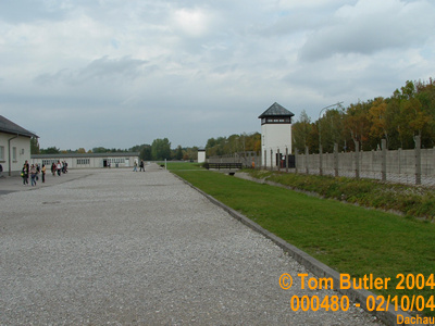 Photo ID: 000480, The perimeter fence and watchtowers of Dachau concentration camp, Dachau, Germany