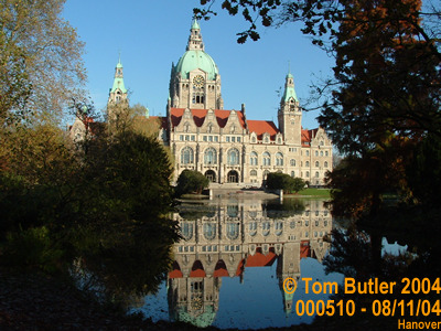 Photo ID: 000510, The Neues Rathaus reflected in the Masch Pond, Hanover, Germany