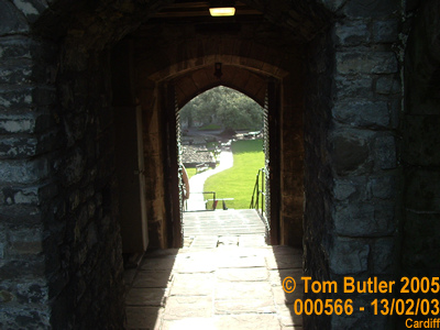 Photo ID: 000566, Looking out the entrance of the old Norman Fort at Cardiff castle, Cardiff, Wales