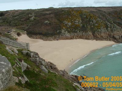 Photo ID: 000602, Porthcurno bay seen from the cliffs above, Porthcurno, Cornwall