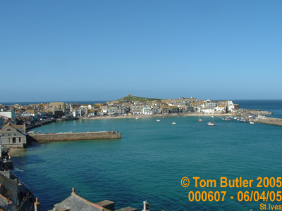 Photo ID: 000607, The town; harbour and The Island seen from the bus station, St Ives, Cornwall