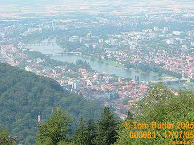 Photo ID: 000681, Looking down on Heidelberg from the top of the funicular railway, Heidelberg, Germany