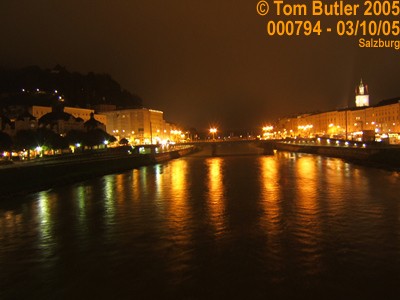 Photo ID: 000794, The river Salzach and Salzburg at night, Salzburg, Austria
