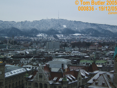 Photo ID: 000836, The view across the city to Uetilberg from the top of the Gromnster, Zurich, Switzerland