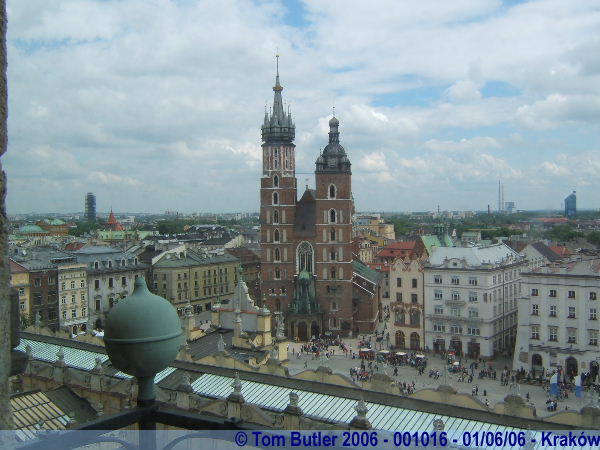 Photo ID: 001016, The towers of St Mary's Church, see from the town hall tower, Krakw, Poland