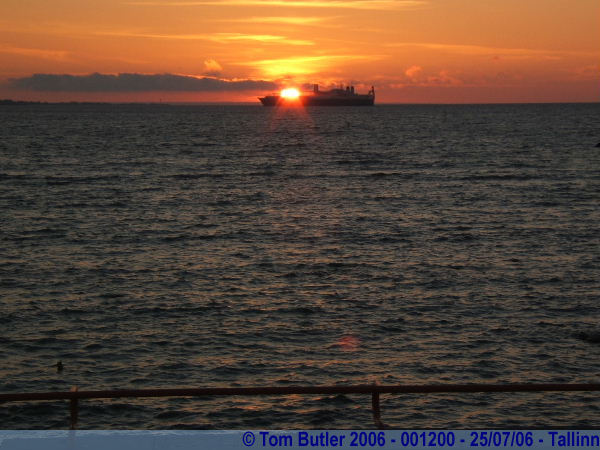 Photo ID: 001200, The sun goes down behind a ship on the Baltic, Tallinn, Estonia