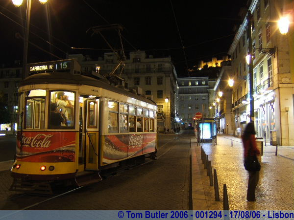 Photo ID: 001294, Central Lisbon, Tram and Castle at night, Lisbon, Portugal