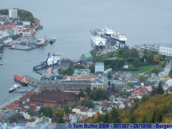 Photo ID: 001368, The Bergenhus seen from the top of Mount Flyen, Bergen, Norway