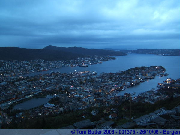 Photo ID: 001375, The view from Mount Flyen at sunset, Bergen, Norway