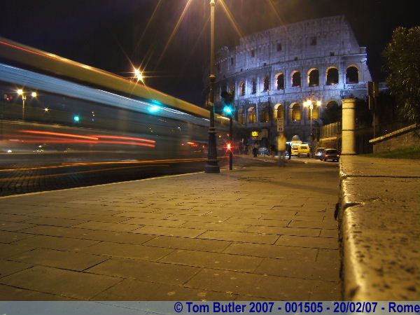 Photo ID: 001505, Busses shoot past the Colosseum, Rome, Italy