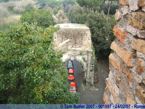 Photo ID: 001597, Looking down on the Apennine way from the Ponte St Sabastiano, Rome, Italy
