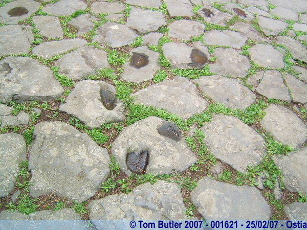Photo ID: 001621, Hoof marks from the donkeys who turned the millstones in the bakery, Ostia, Italy