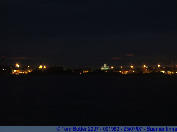 Photo ID: 001960, The centre of Helsinki seen from Suomenlinna just before midnight, Suomenlinna, Finland