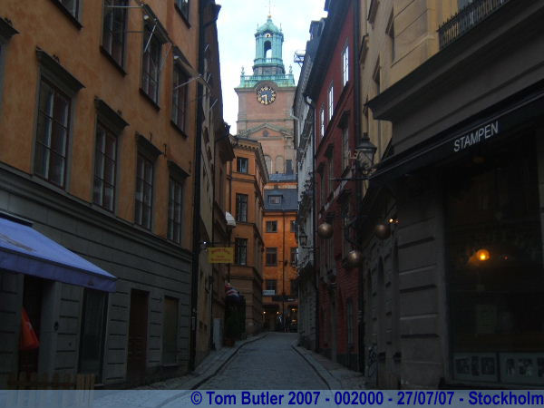 Photo ID: 002000, Looking through the lanes of Gamla Stan towards the Cathedral, Stockholm, Sweden