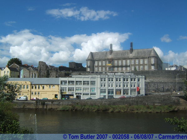 Photo ID: 002058, Looking across the river towards the castle and council offices, Carmarthen, Wales