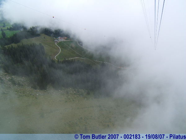 Photo ID: 002183, Coming out of the clouds, part way down the mountain, Pilatus, Switzerland