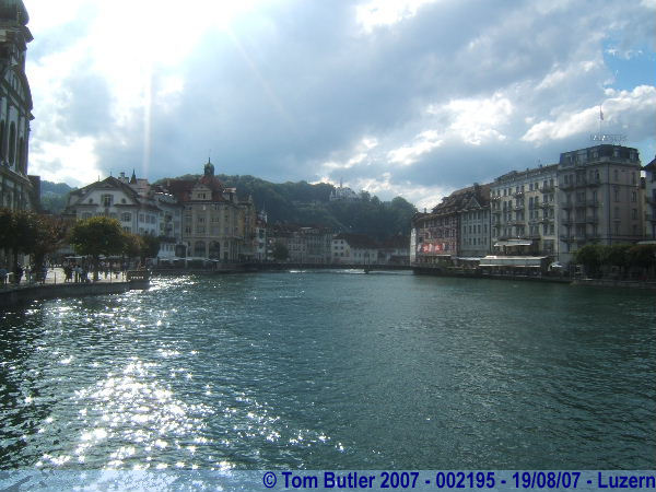 Photo ID: 002195, Looking back towards the city centre from the Kappellbrcke, Luzern, Switzerland
