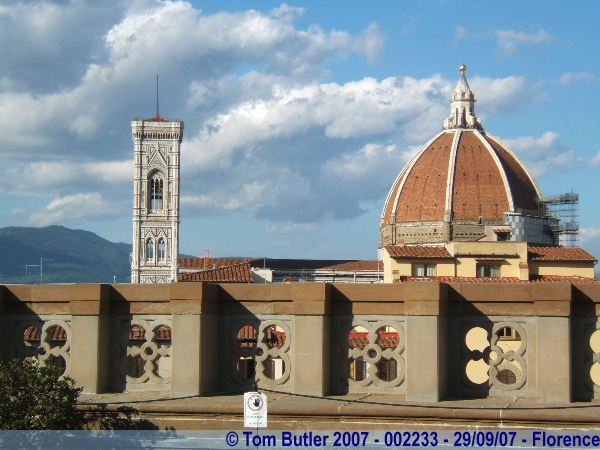 Photo ID: 002233, The dome and bell tower of the cathedral, seen from the roof of the Uffizi, Florence, Italy
