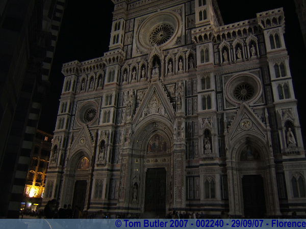 Photo ID: 002240, The front of the Duomo at night, Florence, Italy