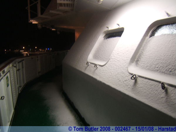 Photo ID: 002467, The nights snow on the front of the ship, Harstad, Norway
