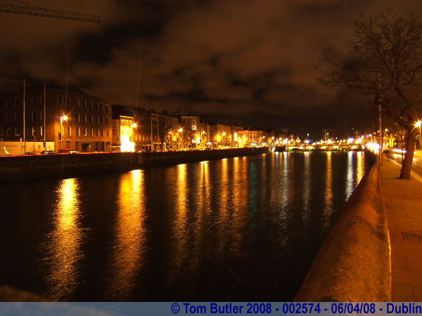 Photo ID: 002574, Looking down the Liffey at night, Dublin, Ireland