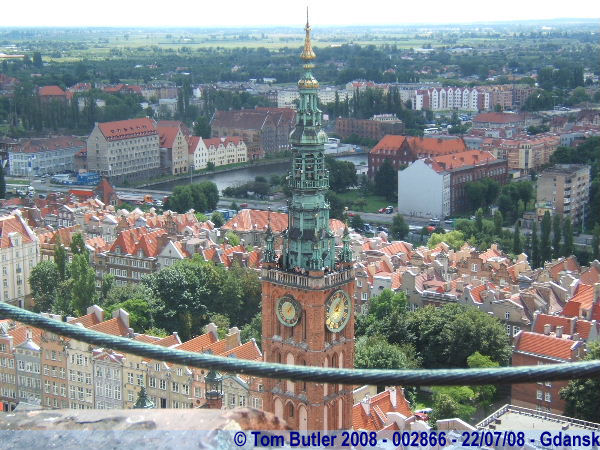 Photo ID: 002866, The town hall clock tower seen from the top of St Mary's, Gdansk, Poland