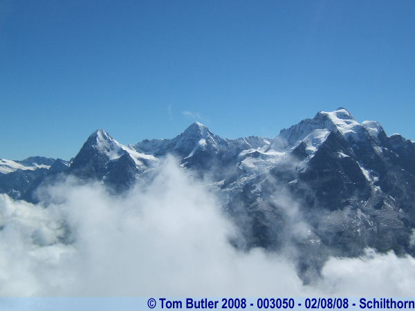 Photo ID: 003050, The Eiger Mnch and Jungfrau peaks seen from Schilthorn, Schilthorn, Switzerland