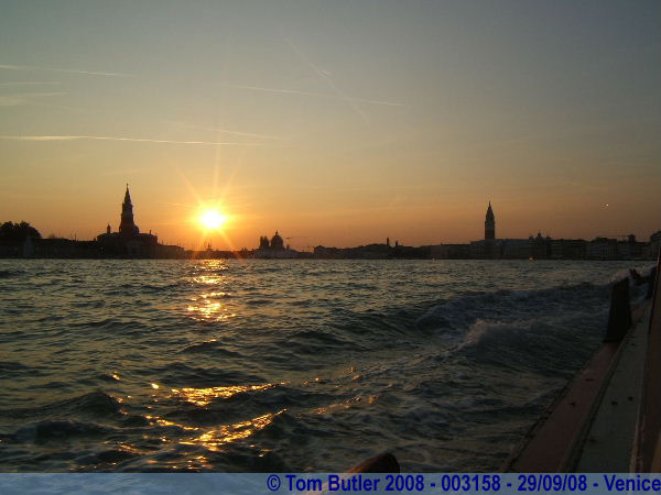 Photo ID: 003158, Approaching Venice at sunset, Venice, Italy