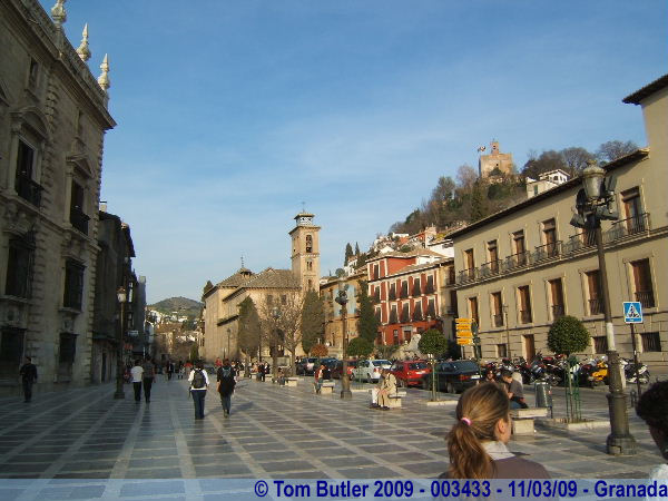 Photo ID: 003433, The Plaza Nueva looking towards St Ana's Church and the Alcazaba, Granada, Spain