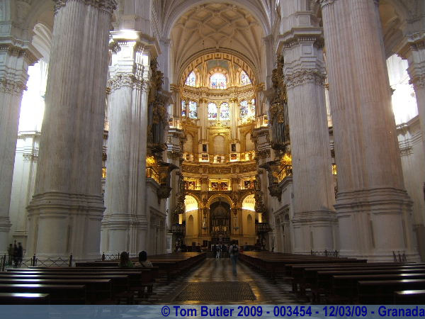 Photo ID: 003454, Looking down the centre of the Cathedral, Granada, Spain
